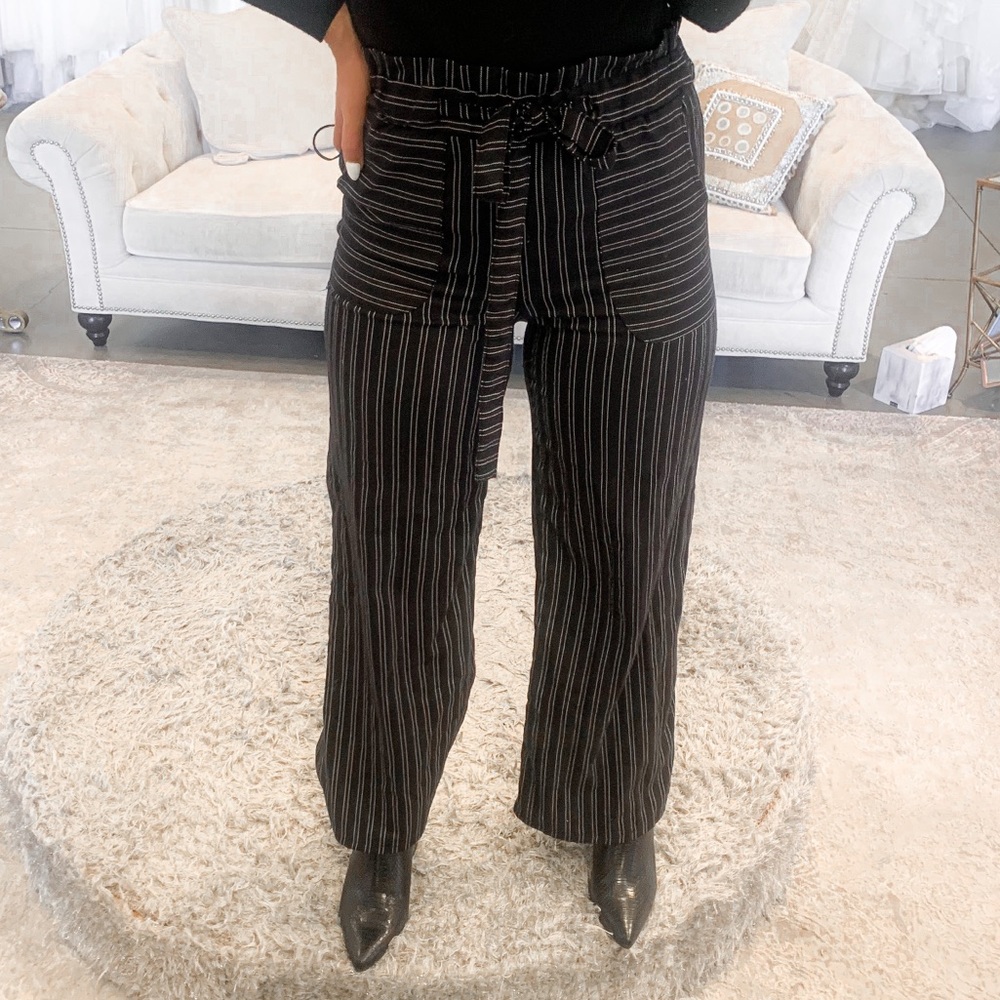 Stripped tie waist pants